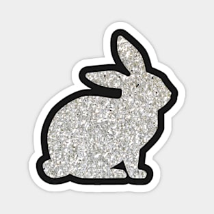 Silver Faux Glitter Easter Bunny Magnet