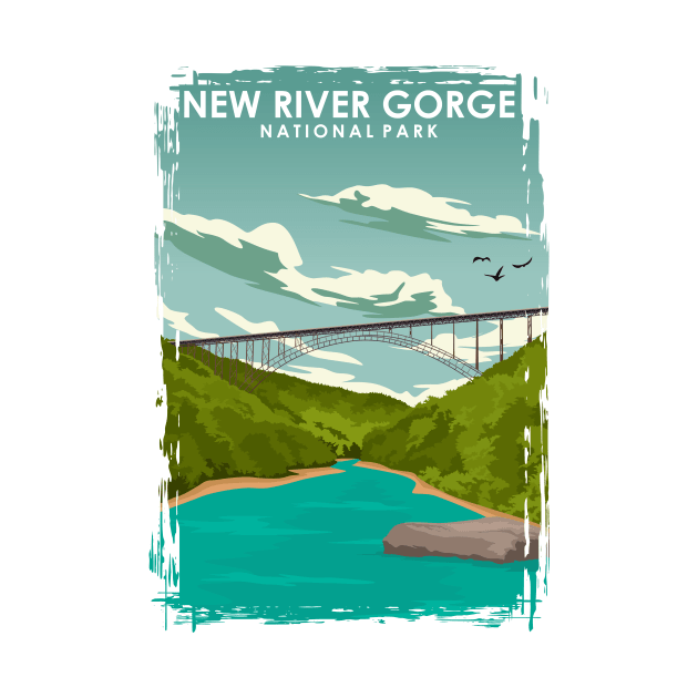 New River Gorge National Park Travel Poster by jornvanhezik