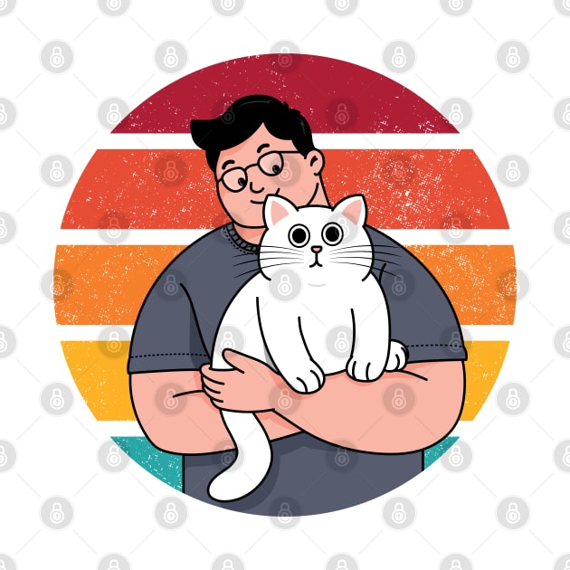 Cat daddy on vintage retro circle background by SDPP