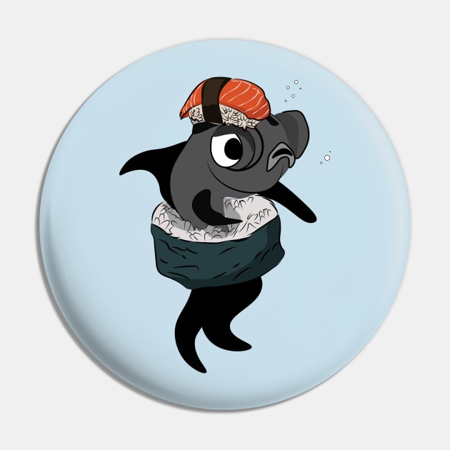 Black Moor Goldfish in Sushi Cosplay Pin by vixfx