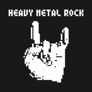 Heavy Metal Rock pixel art (white print) T-Shirt