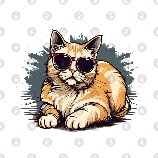 cute cat wearing glasses. by Yopi