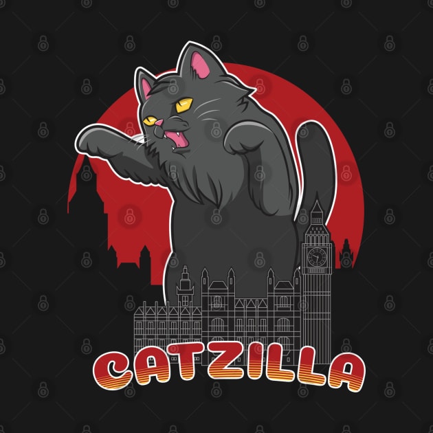 Catzilla playing on the city building by stark.shop