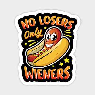 No Losers Only Wieners Funny Hot Dog Graphic Magnet