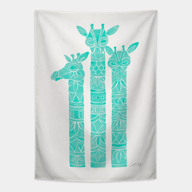 Giraffe Turquoise Tapestry by CatCoq