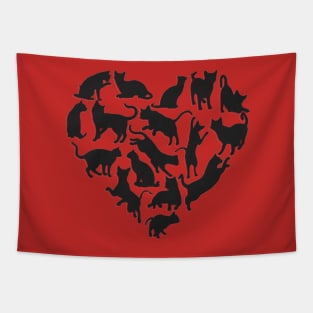 Cats are love - black red version Tapestry