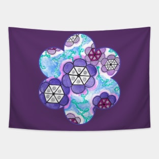 Hexagonal Flowers Tapestry