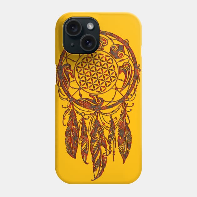 Dreamcatcher FLOWER OF LIFE Turtle Phone Case by EDDArt