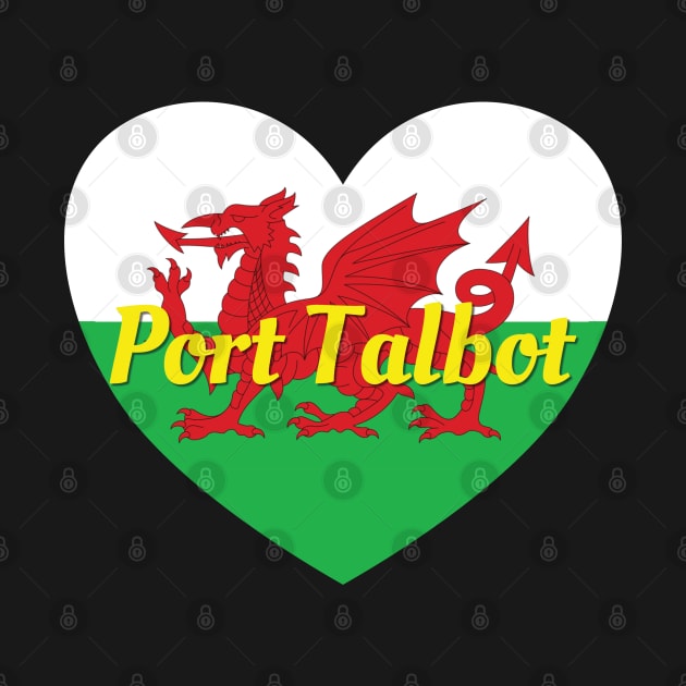 Port Talbot Wales UK Wales Flag Heart by DPattonPD