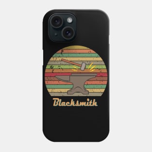 Retro Sunset Blacksmithing Work Tools Gift Shirt Phone Case