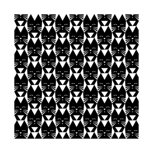 Black and White Tuxedo Cat Pattern T-Shirt