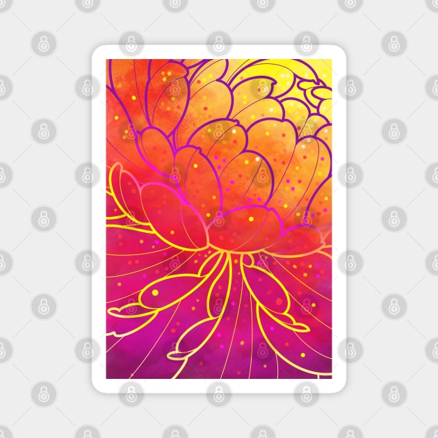 big colorful peony pattern Magnet by weilertsen