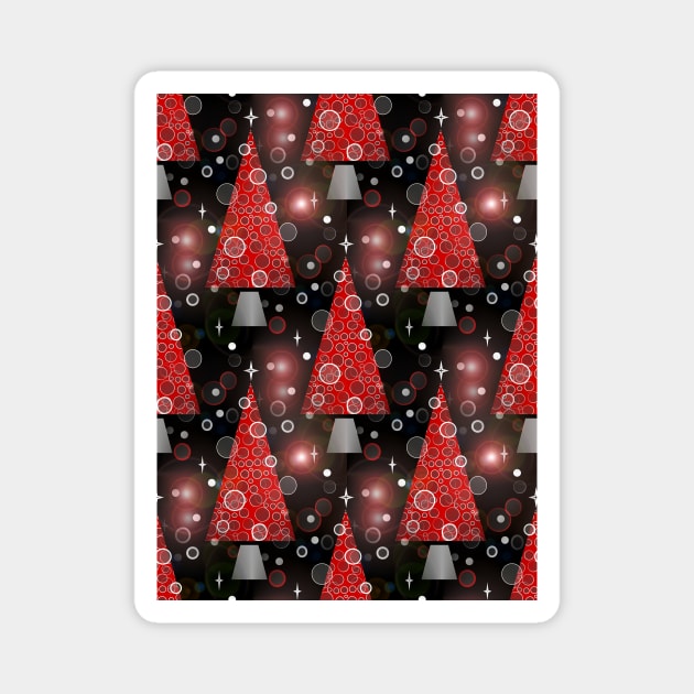 RED Christmas Tree Pattern Magnet by SartorisArt1