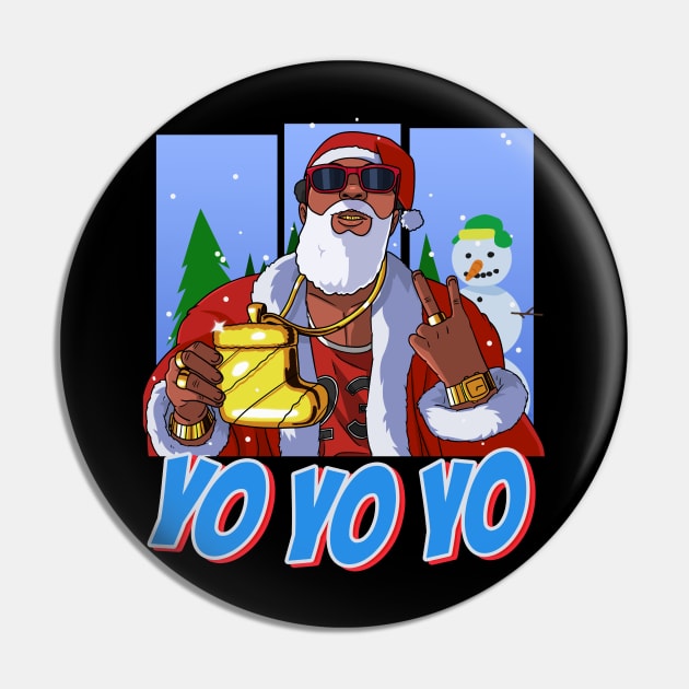 Black Santa Claus Gangster Christmas Pin by Noseking