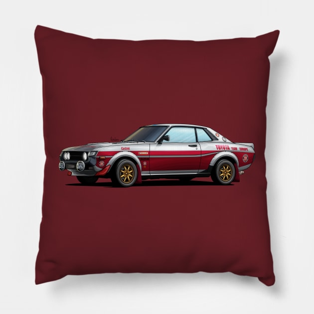 Toyota Celica TA22 Gr. 2 Rally Pillow by Mario Ramos Rally Art