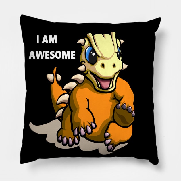 cool dino ankylosaurus cute i am awesome design Pillow by creativeminds