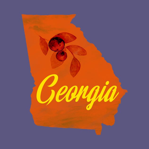 The State of Georgia - Peach Watercolor by loudestkitten