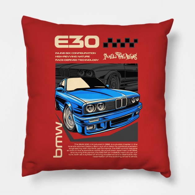 BMW E30 Enthusiast Pillow by Harrisaputra