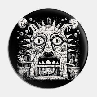 Surrealistic Pagan God of the Stove, Hearth and Domesticity Pin