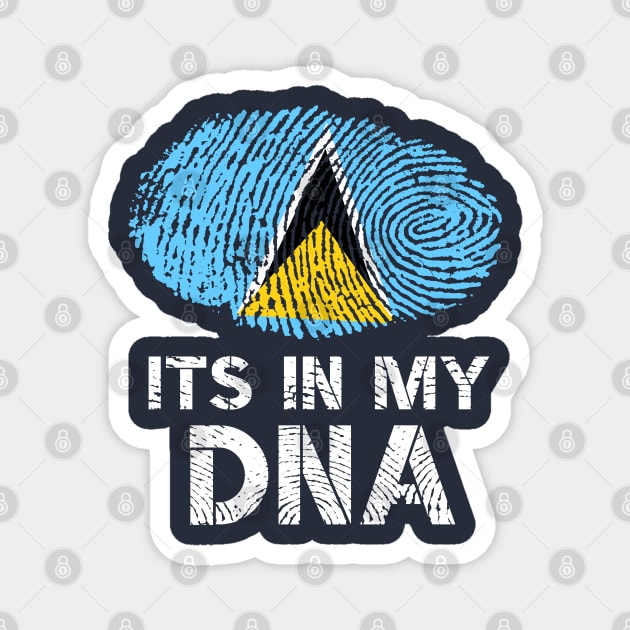 Its In My DNA Saint Lucia Flag Fingerprint Magnet by BraaiNinja