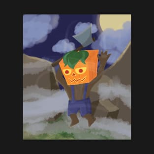 Illustrated  of pumpkin boy with axe T-Shirt