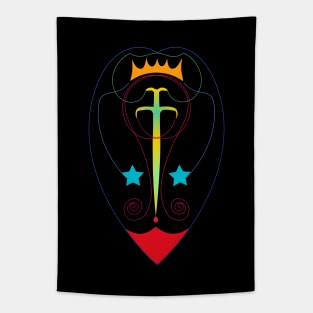 Sword Crown Blood and Stars Heart Emblem Badge Tapestry