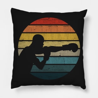 Boxing Boxer Silhouette On A Distressed Retro Sunset product Pillow