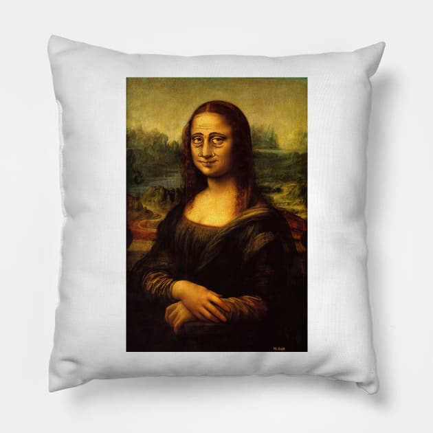 Mona Lisa Frown Pillow by idrawcartoons