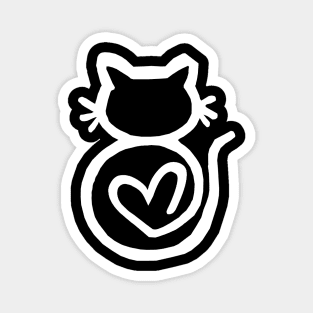 Kitty Heart Outline White Magnet