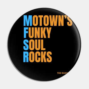 Motown's Funky square font on front Pin