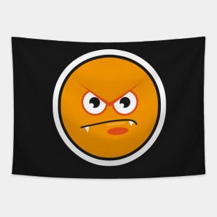 angry orange emoji face Tapestry