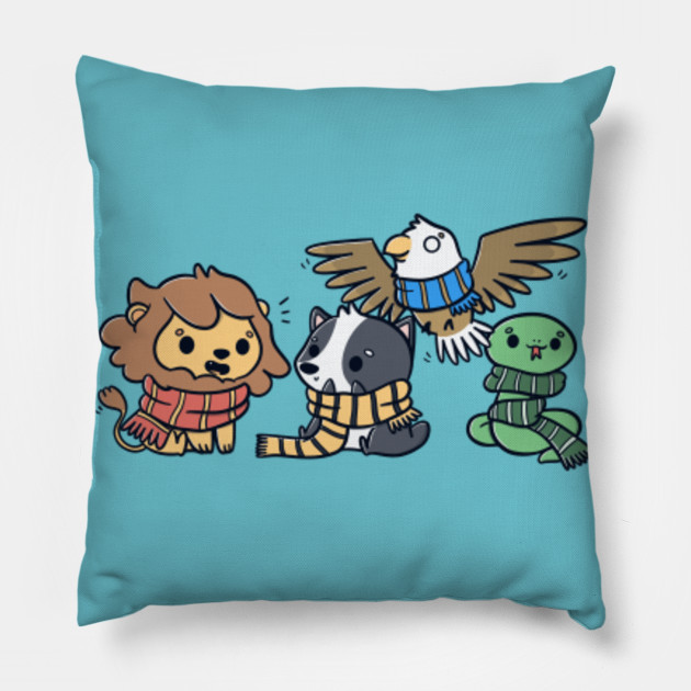 Kawaii Animals Magical School Houses Harry Potter Pillow Teepublic