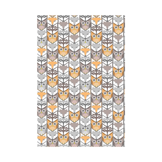 neutral colored woodland critters chevron by B0red