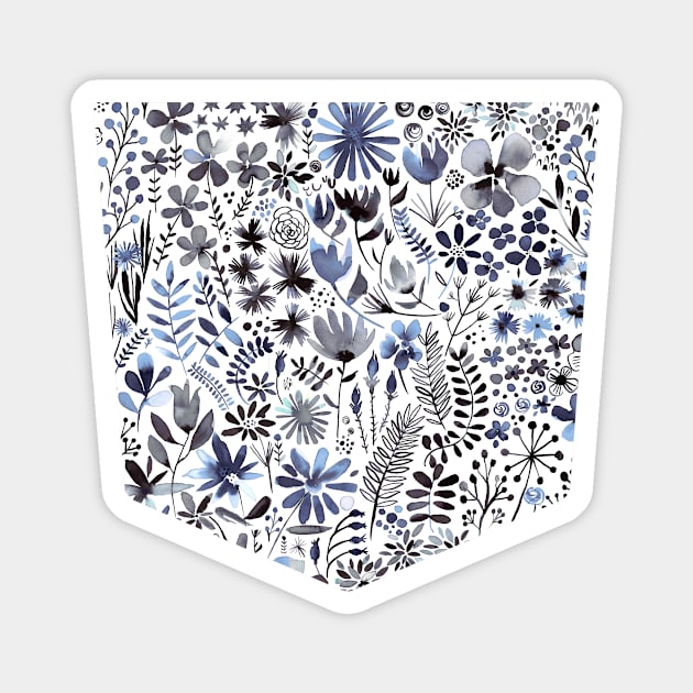 Pocket - Winter Ink Flowers Magnet by ninoladesign