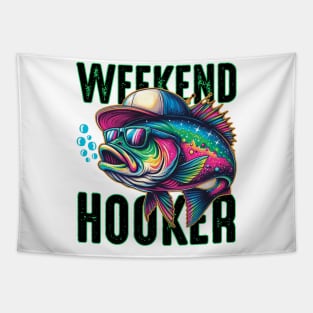 Weekend Hooker Colorful Fish Bass Fish Funny Dad Fishing Tapestry