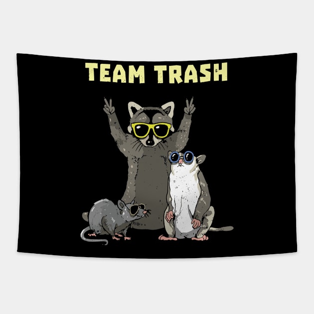 Team Trash Opossum Raccoon Rat_ Funny Animals Garbage Gang Tapestry by LEGO