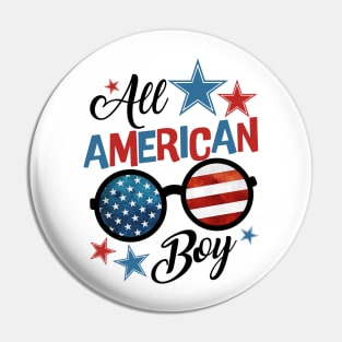 All American Boy Patriotic US Flag July 4th Pin