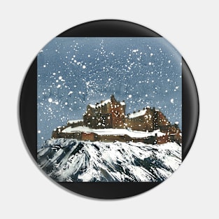 Snow On Edinburgh Castle Pin