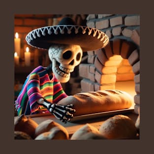 Mexican skeleton baking bread T-Shirt