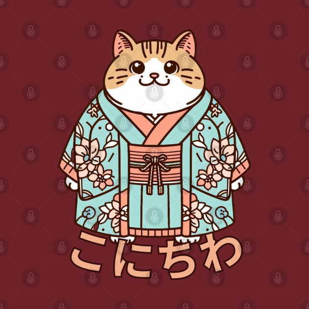 Japanese cat konichiwa by Japanese Fever