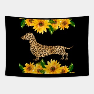 Leopard Dachshund Sunflower Tapestry