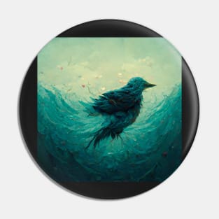 Drowning bird in blue water Pin