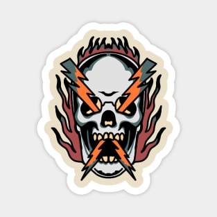 thunder skull tattoo art Magnet