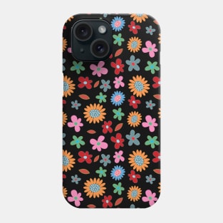 Spring Floral Pattern - Black Phone Case