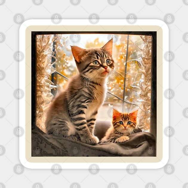 Cute Funny Kittens Beautiful Cats Magnet by PlanetMonkey