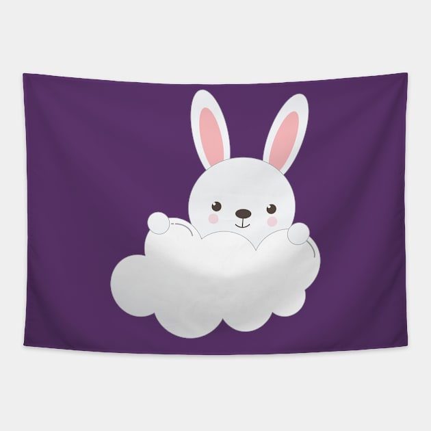 Cute Baby Bunny on a Cloud Tapestry by Zennic Designs