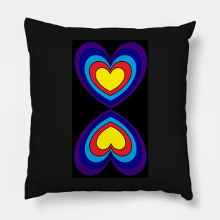 Mirror Image Rainbow Hearts on Black Pillow