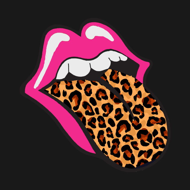 Pink Lips Leopard Tongue Trendy Animal Print Cute Gift by Goodplan