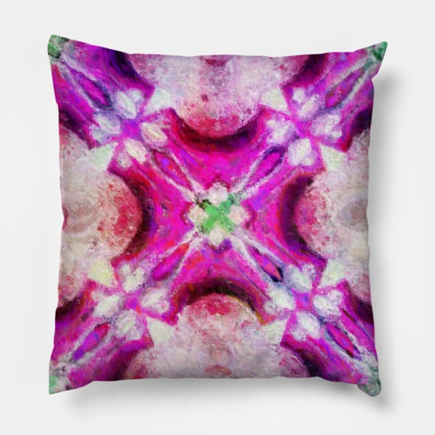 Tea cups and Teaspoons Kaleidoscope Abstract Impressionist Painting Pillow by BonBonBunny