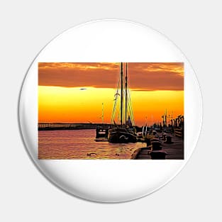 Artistic Tall Ship at Sunrise Pin